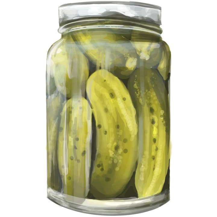 Katie Tinkler illustration – wholesale Sticker – Gherkin Pickle Jar Vinyl Sticker1