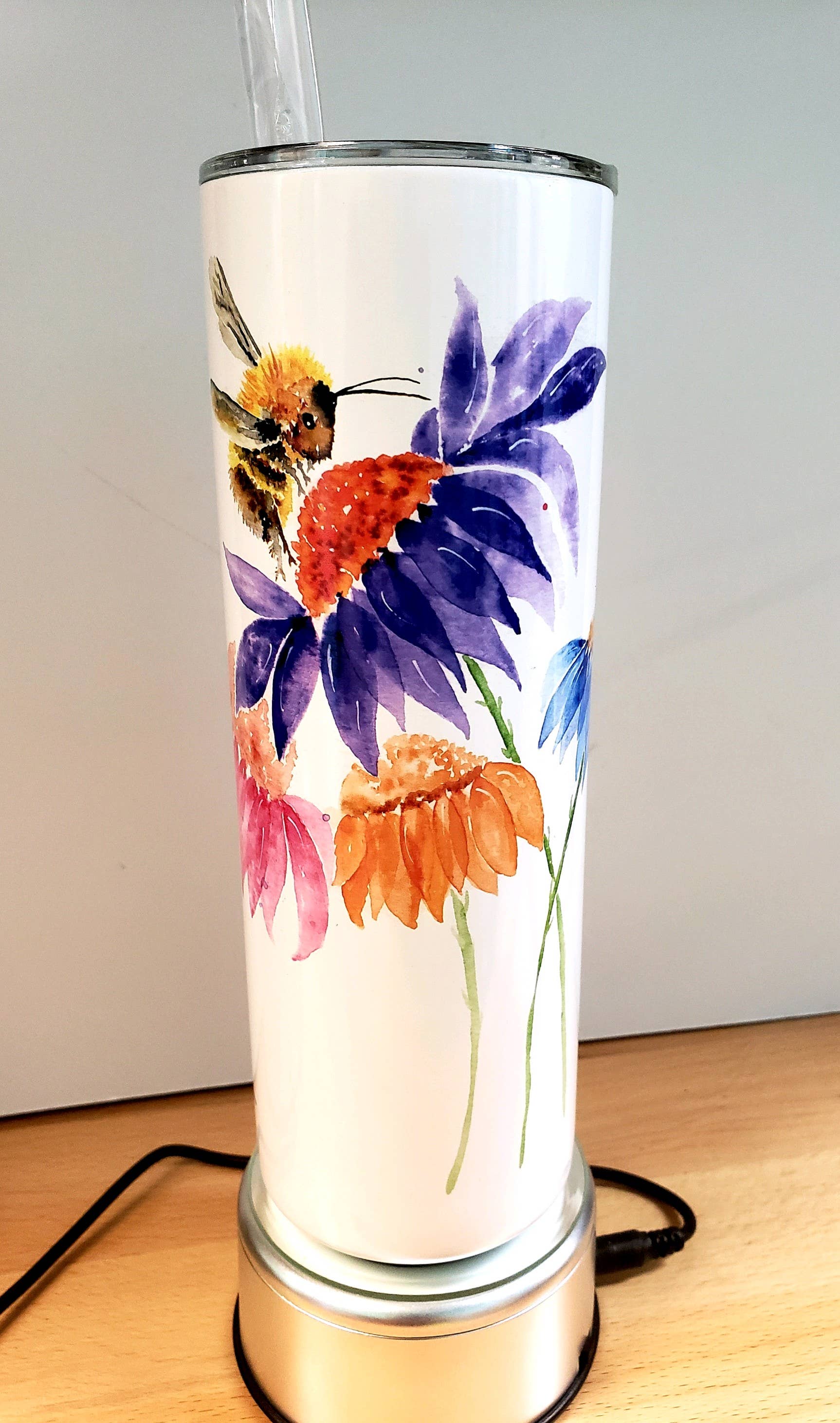 Angie Bryan Creations - Wholesale Insulated Mug/Tumbler - Bee and Flowers Tumbler1