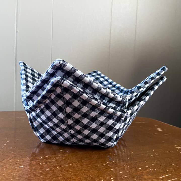 Black and White Gingham Bowl Cozy | Pot Holder for Bowl for wholesale by Hoosier Kay’s