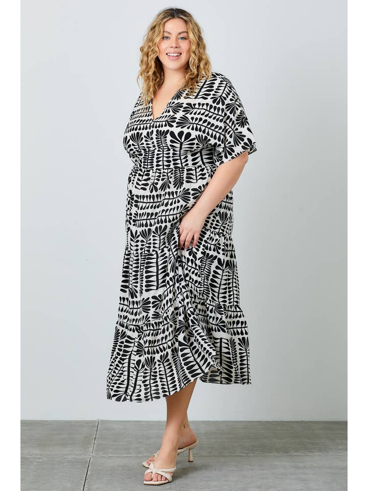 Baevely by Wellmade USA - Wholesale Dress - Women's - (PLUS SIZE) Plant Printed Maxi Dress