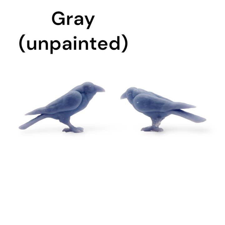 The Scale Grail - Wholesale Decorative figurine - Miniature Raven - 1:12 scale mini black birds sized for horror diorama, dollhouse, arts and crafts replica animal avian crow (Set of 2)6