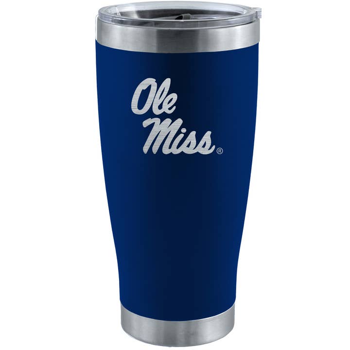 20oz Royal Blue Tumbler w/Etched Logo, Ole Miss Rebels for wholesale by The Memory Company
