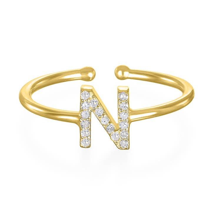 Diamond & Gold Initial Ring-All Letters for wholesale by Amelia Rose Jewelry