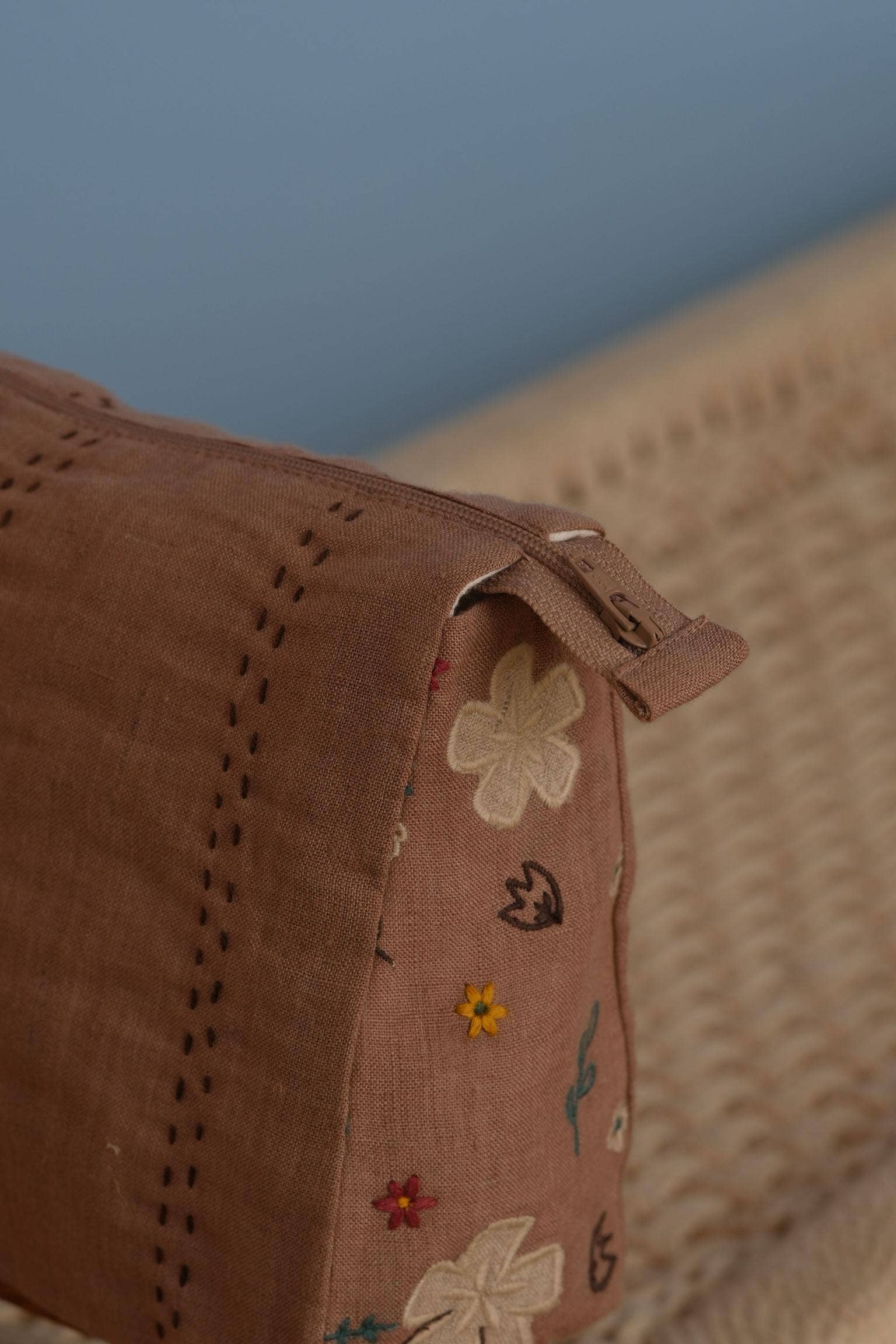 Muted Mocha Linen Poetry Pouch for wholesale on Faire1