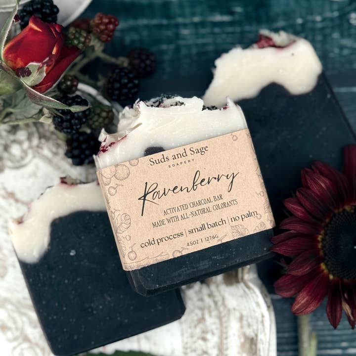 Suds and Sage - Wholesale Bar Soap - Ravenberry | Activated Charcoal Bar