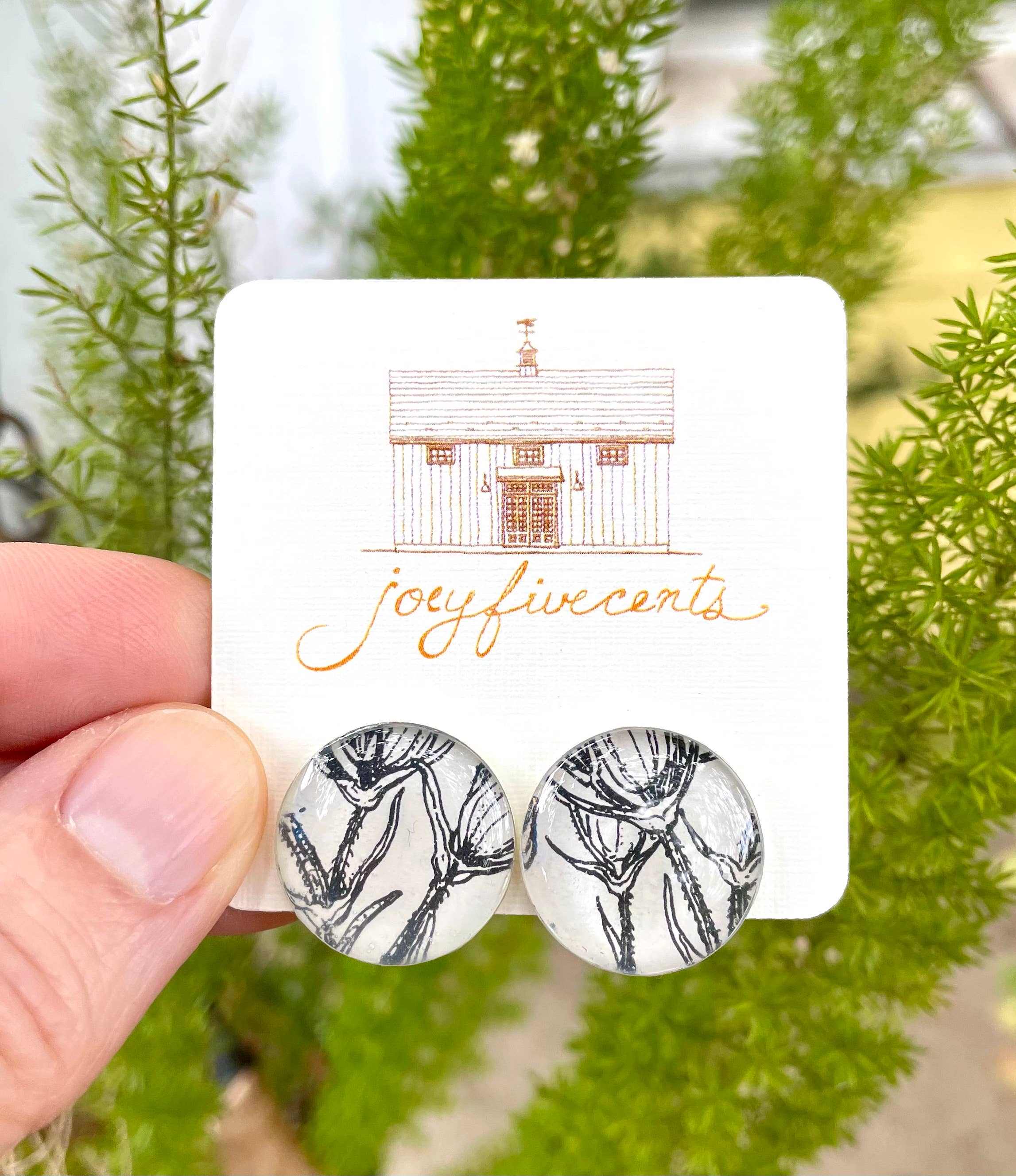joeyfivecents - Wholesale Stud/Post Earrings - Studs - extra large, black & white, botanicals, garden2