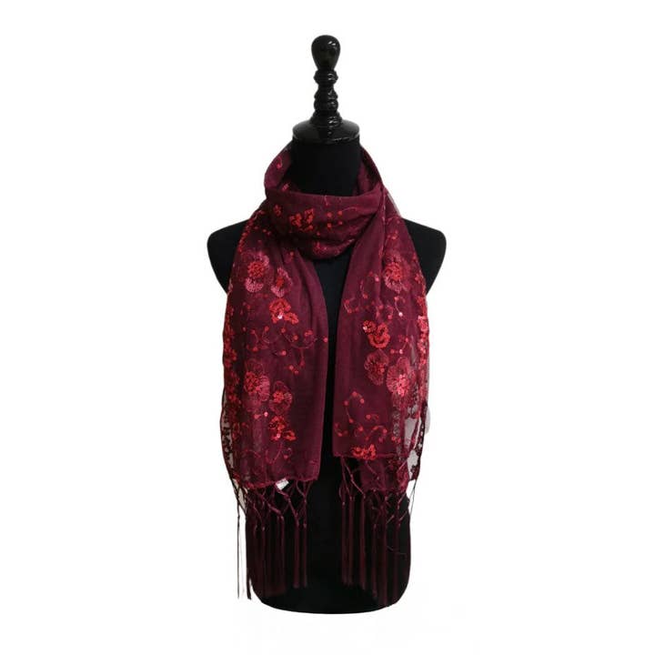 Xale de Tule de Lantejoulas Transparente Envolvente por atacado de Laaon