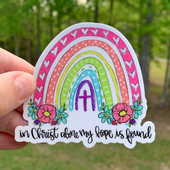 In Christ Alone Rainbow Sticker for wholesale by Painted Skies