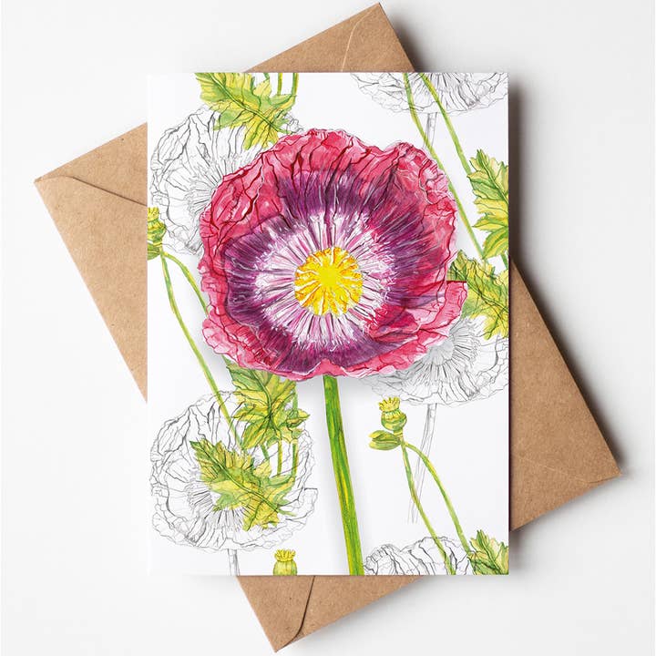 Poppy Greeting Card for wholesale by Rachel Reynolds