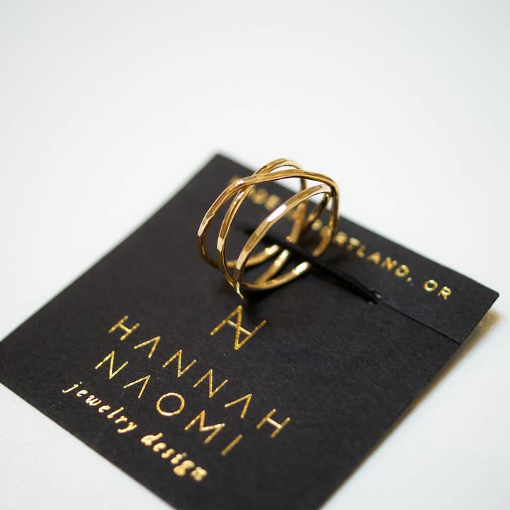 Hannah Naomi - Wholesale Cocktail/Statement Ring - Small Wraparound Ring, 14K Gold Fill