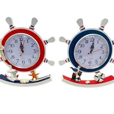 International Gifts Ltd. - Vente Horloge de bureau - Horloge en forme de gouvernail de bateau Blue Harbour Assortiment 2 avec Starf-0440