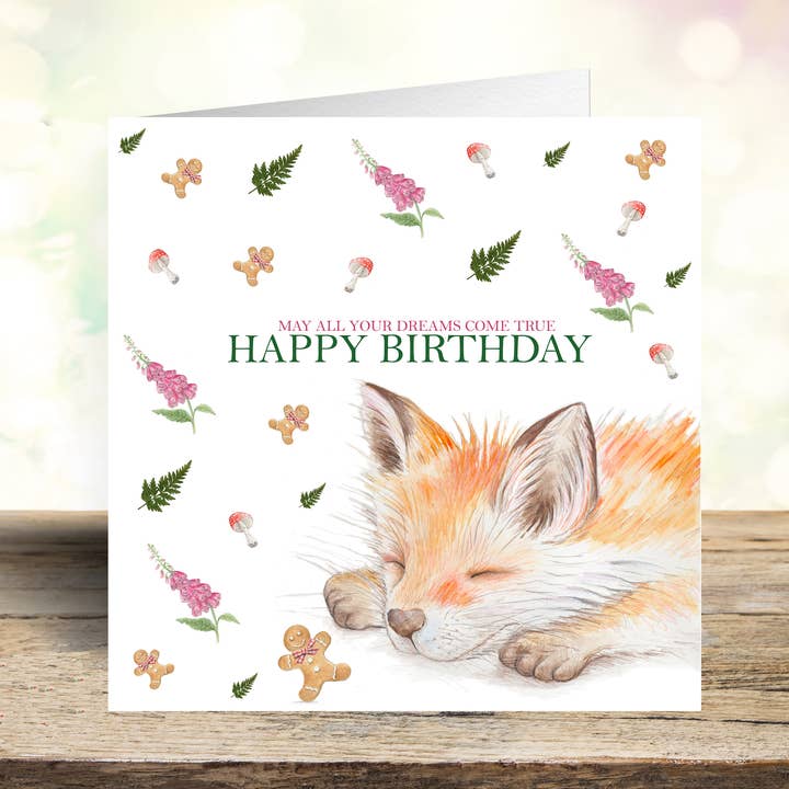 Fox and Foxgloves Design Birthday Card for wholesale by West Country Designs