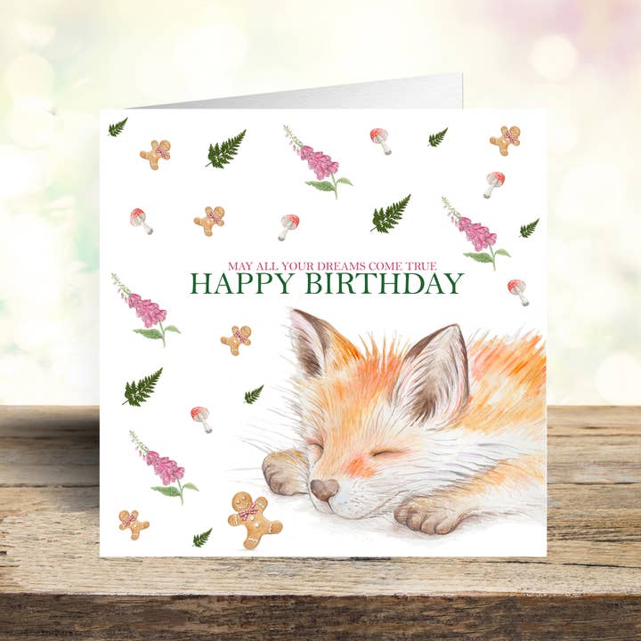 Fox and Foxgloves Design Birthday Card for wholesale by West Country Designs