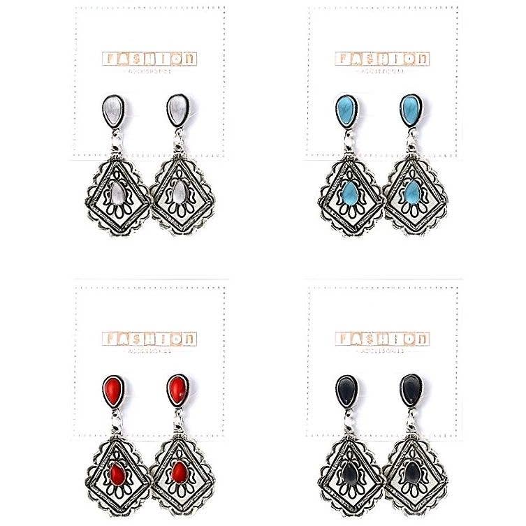 Diacly - Wholesale Dangle Earrings - 12pk Bohemian Design Dangle Lozenge Earrings1