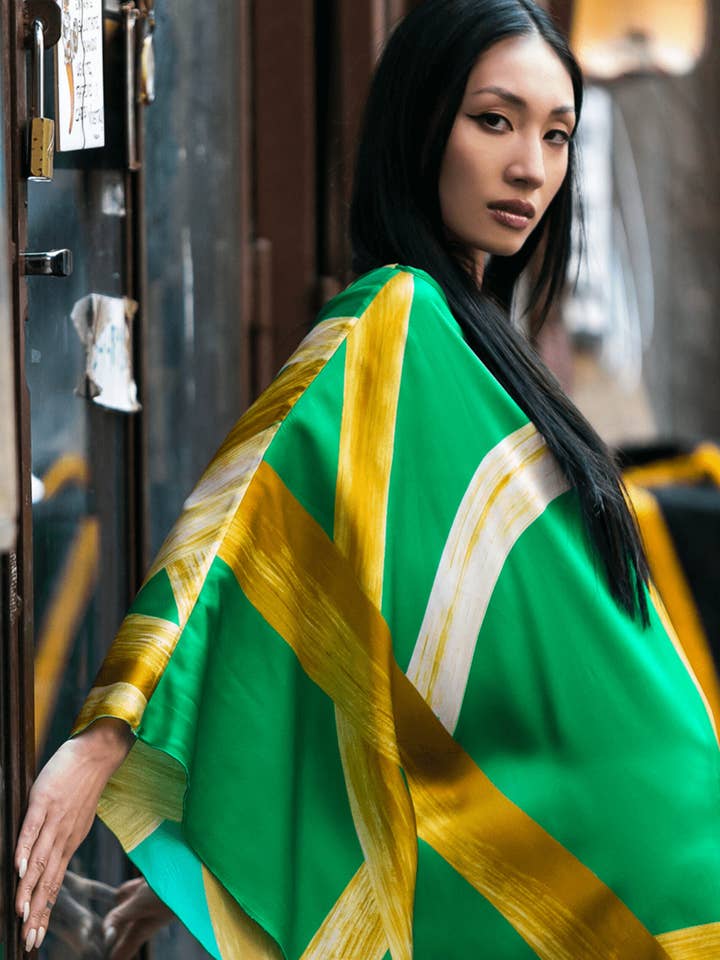 Long Satin Kaftan for wholesale by KELLE' CAPRI