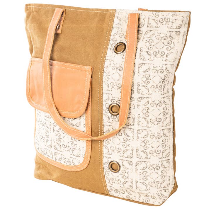 Clea Ray Canvas Bags & Clothing – Engroshandel Skuldertaske – til kvinder – Sort og hvid skuldertaske med læderlomme