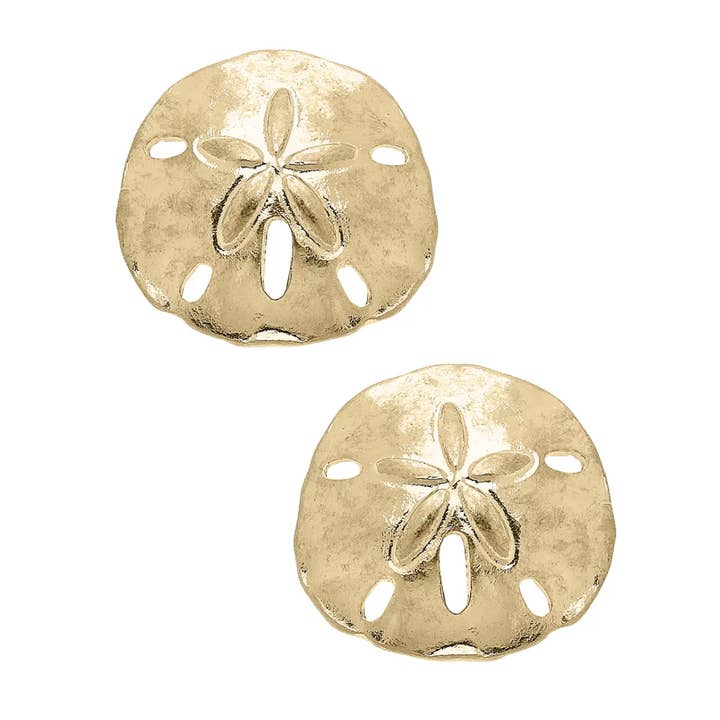 Canvas Style - Wholesale Stud/Post Earrings - Morgana Sand Dollar Stud Earrings in Shiny Gold
