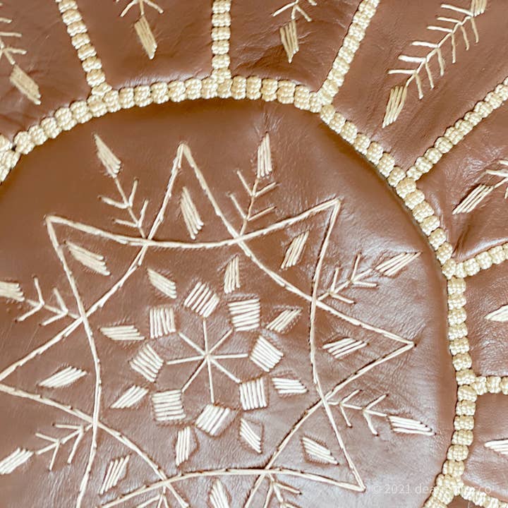 dear Morocco - Vendita all'ingrosso Pouf - pouf marocchino//rotondo L 20"x13" Cafe3