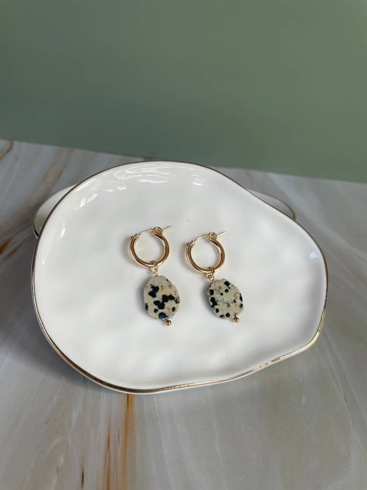 Dalmatian Jasper Hoops for wholesale by Gioielli By Gabriella