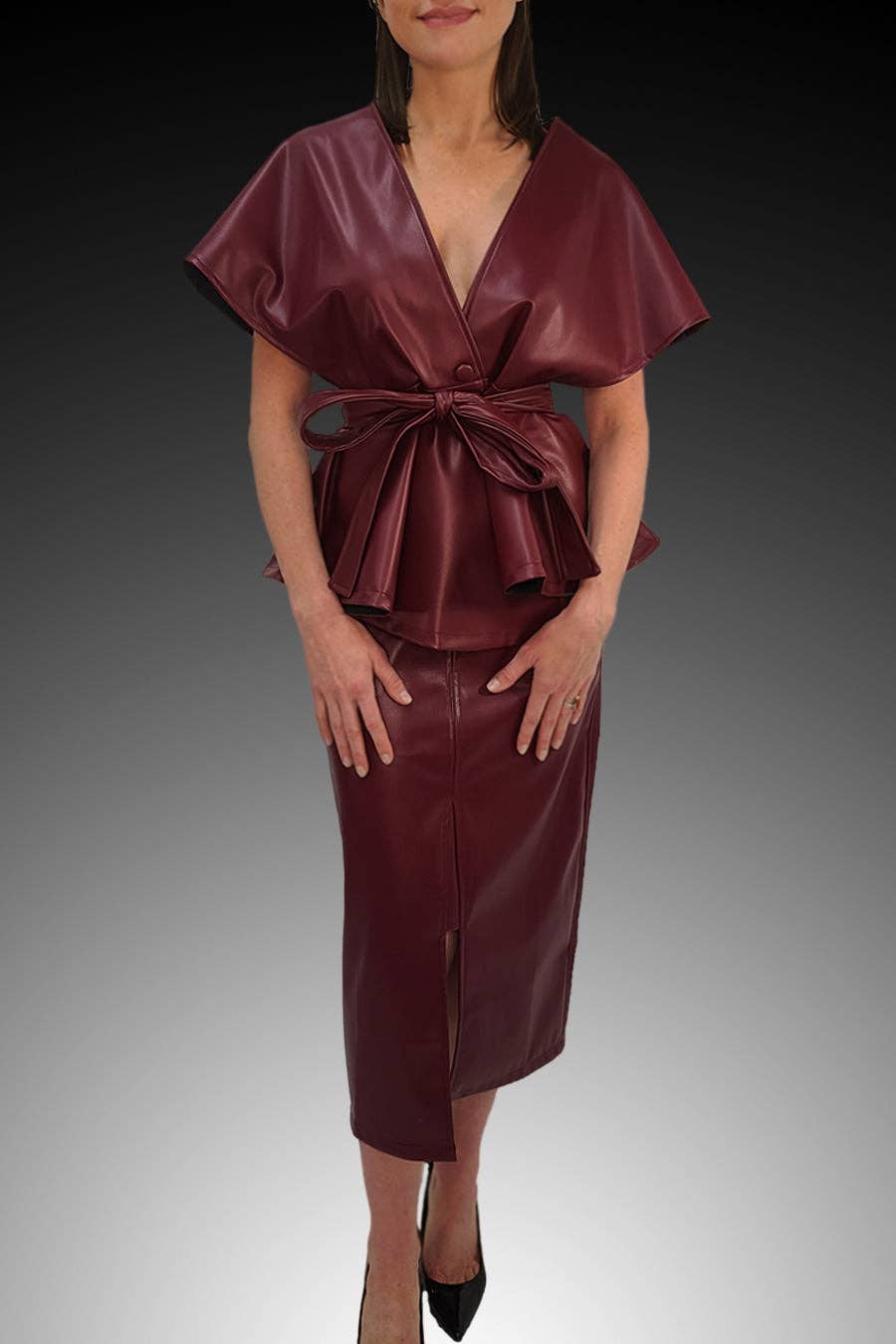 N by Nancy - Wholesale Skirt - Women's - T1205A SKIRT (WINE, BLK)1