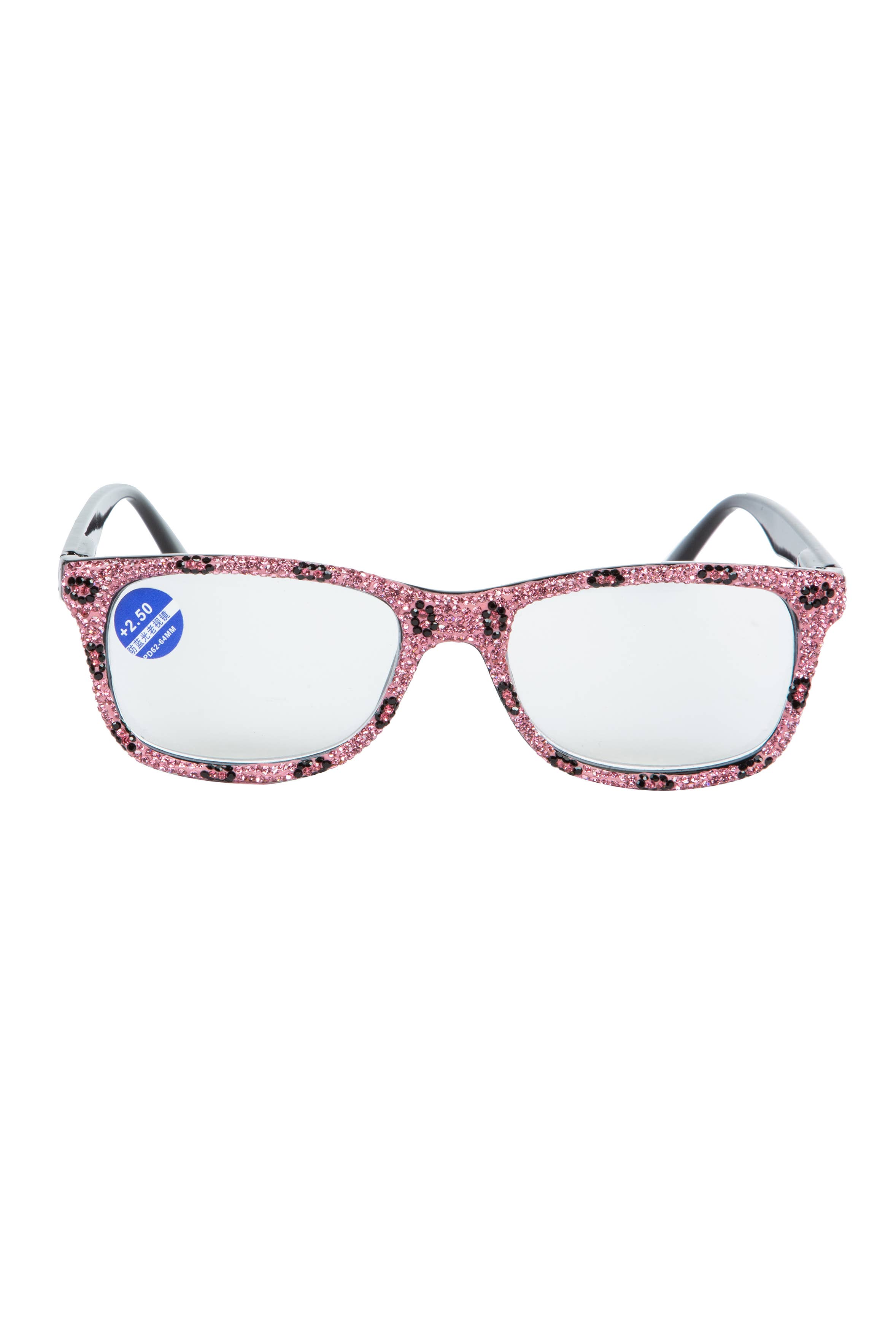 Ole – Engroshandel Briller - Dame – Håndlavet Rhinestone Square Reader G0351-Pink