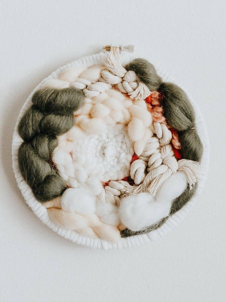 Tree Farm Round Weaving | Christmas Inspired Circle Woven Art | for wholesale by little oak + co.
