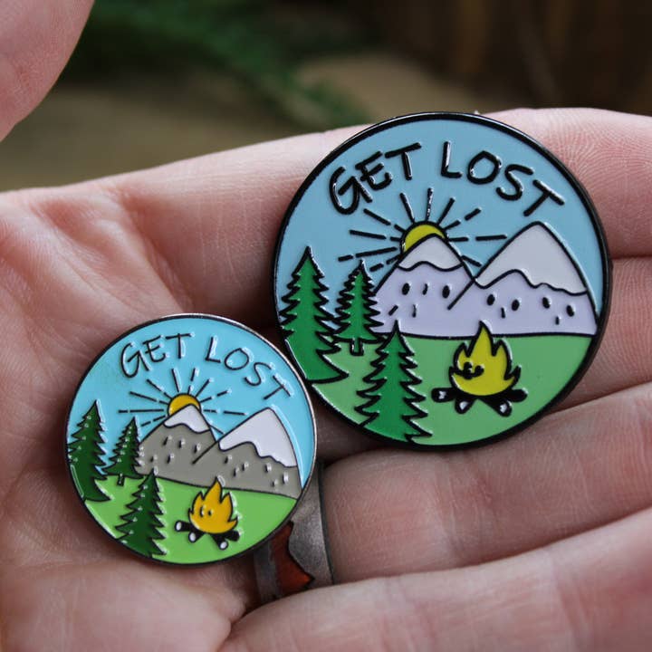 National Parks and Beyond - Wholesale Lapel Pin/Button - Get Lost and Metal Pin - Nature-Inspired Accessory1