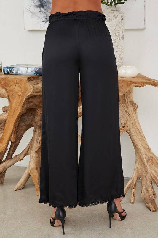 VENTI6 - Vendita all'ingrosso Pantalone - Donna - PANTALONI A GAMBA LARGA CON ORLO A FRANGE IN SETA ITALIANA (6109)19