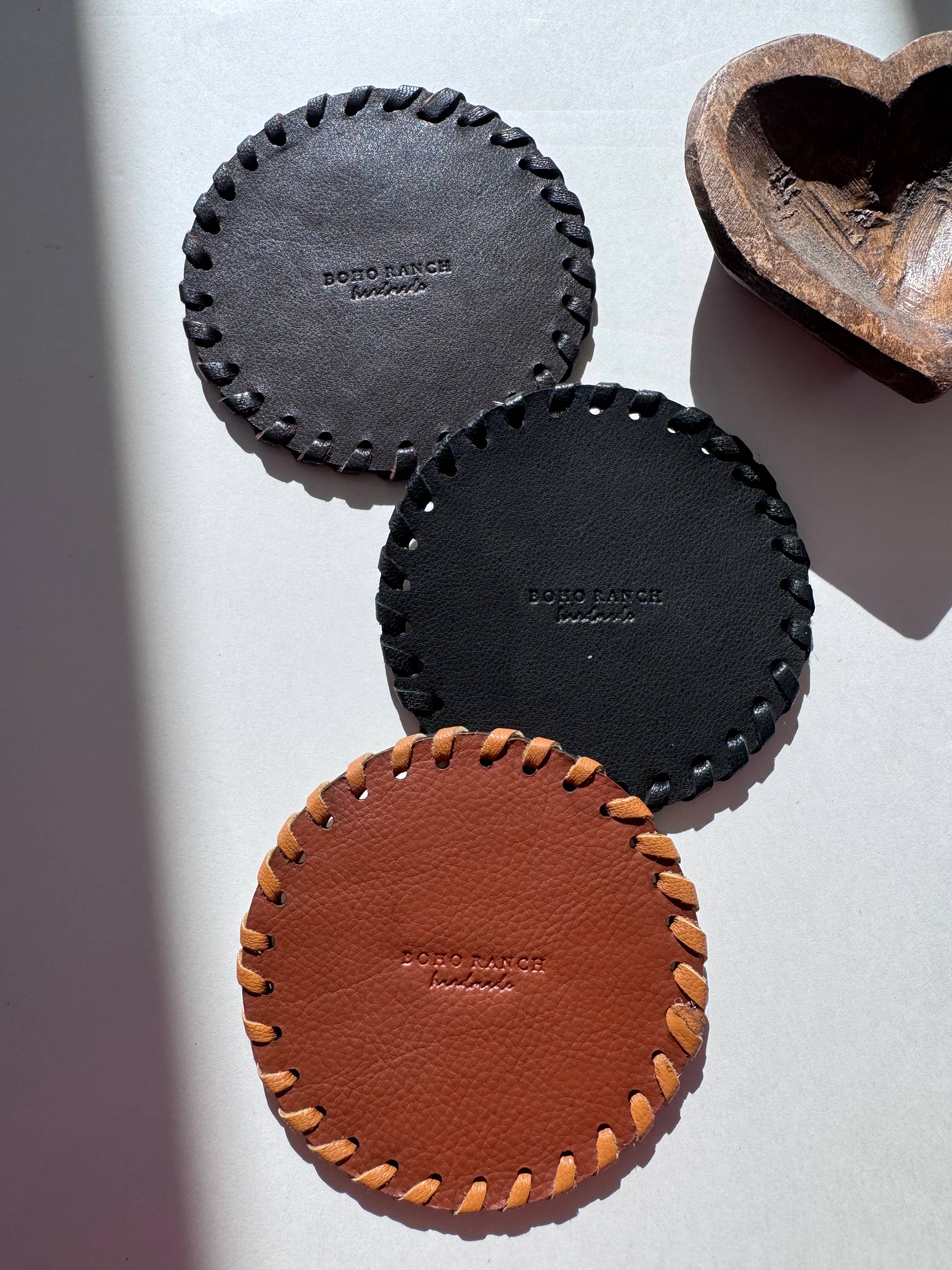 Boho Ranch Shop - Wholesale Coasters - Genuine Cowhide Leather Coasters P| Western Hair-On Hide9