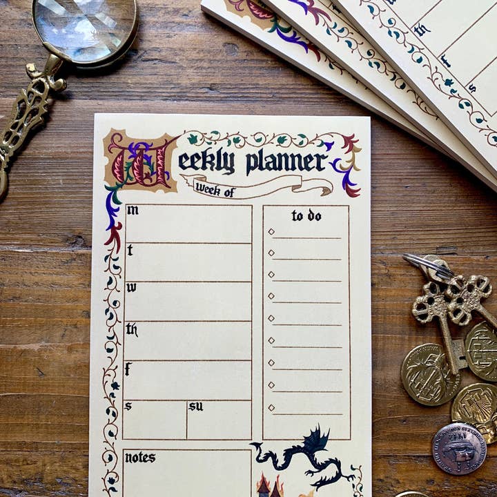 The Creeping Moon - Wholesale Notepad - Medieval weekly planner notepad (5.5 x 8.5)