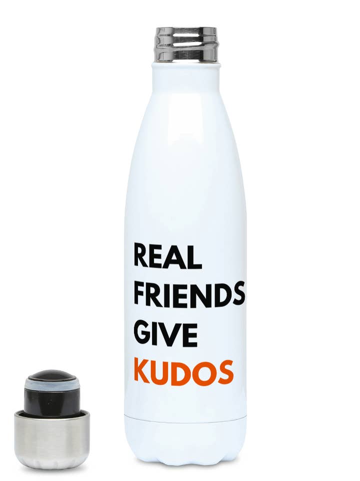 Premium Stainless Steel Water Bottle 500ml - Real Friends Give Kudos for wholesale by Rundeavour