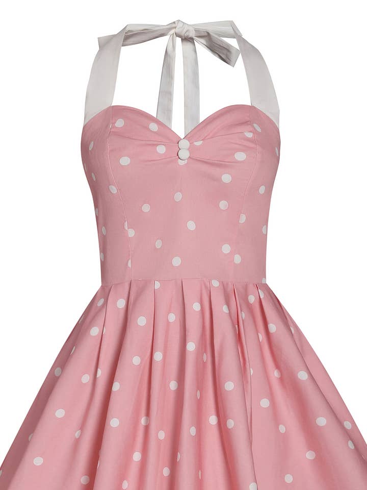 Dolly & Dotty - Wholesale Dress - Women's - Sophia Rockabilly Halter Neck Swing Dress in Light Pink