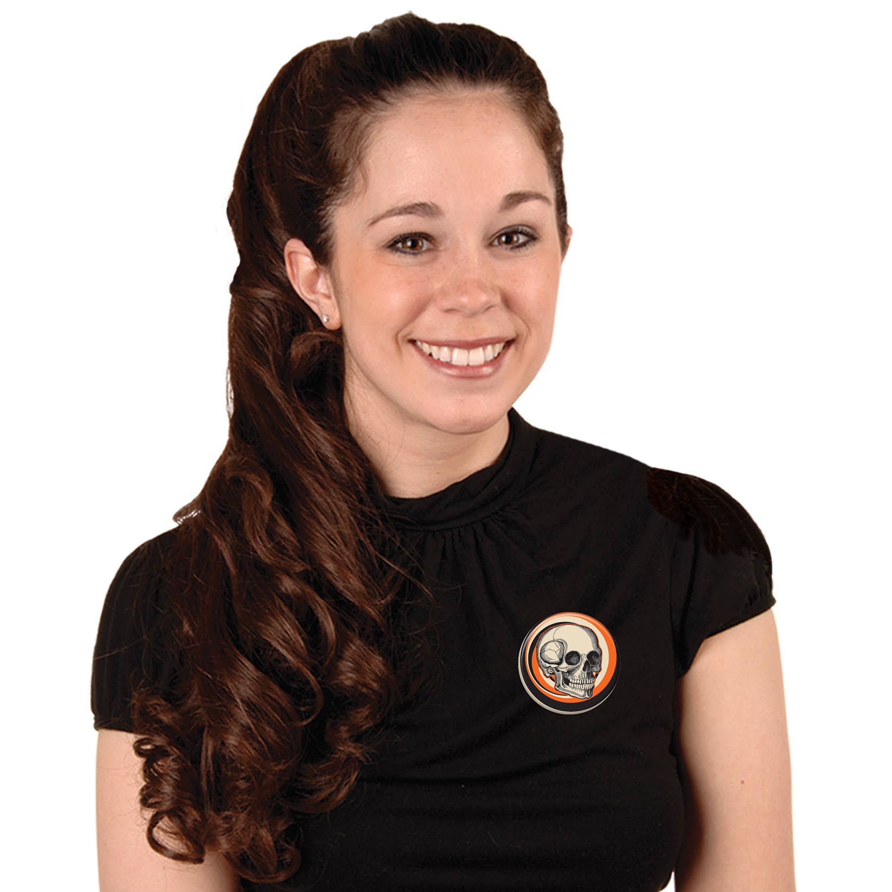 Beistle - Vente Épinglettes/boutons - Bouton en forme de tête de mort vintage de 2 pouces pour Halloween - BT1671