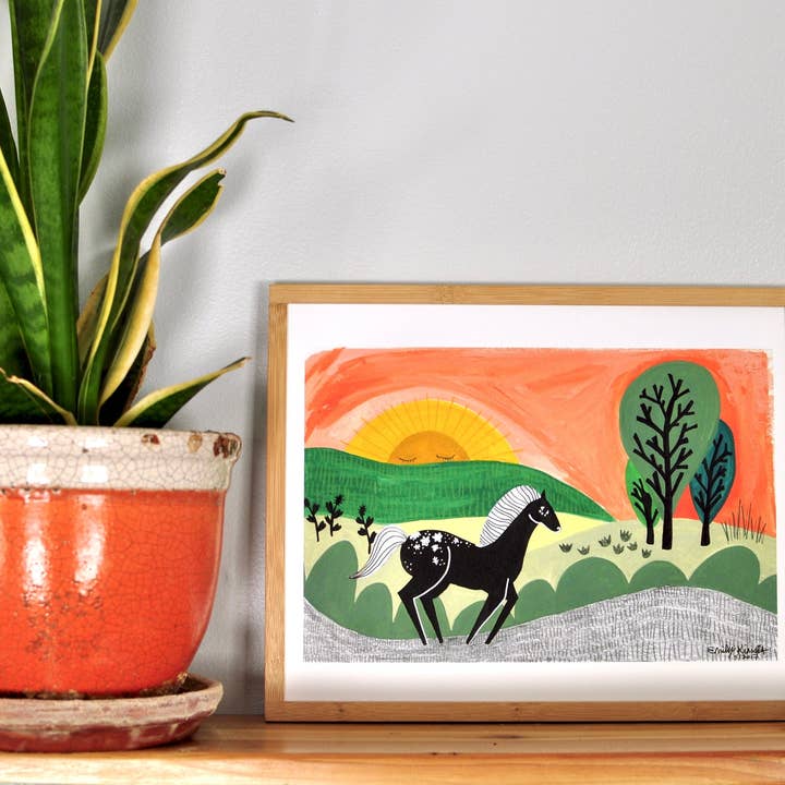 Dream Folk Studio – wholesale Art print – Black Beauty - Wild Horse - Art Print3