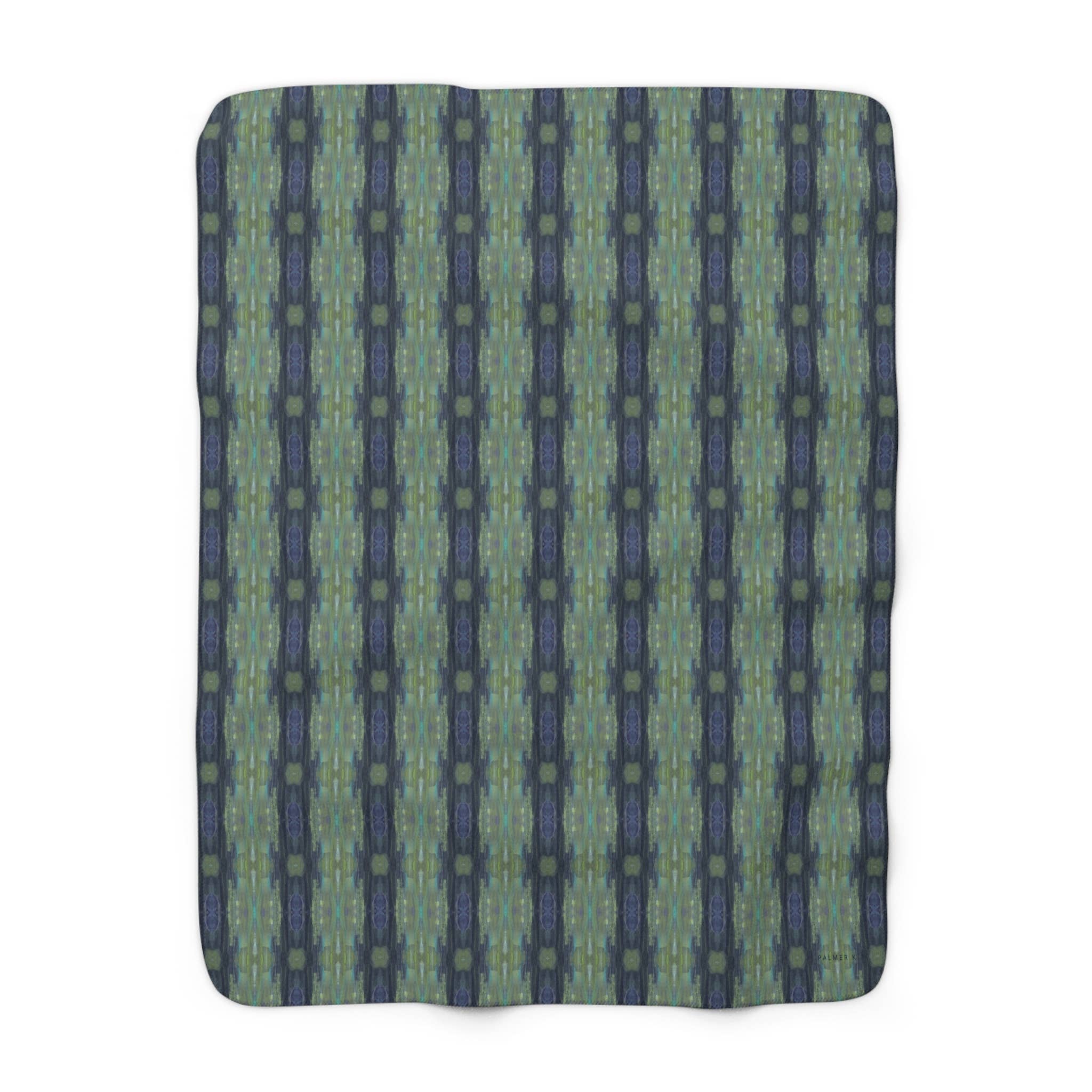 PALMER K Designs - Wholesale Throw Blanket - Sherpa Throw / Blanket: Green/Purple Geometric (AFM/P6)3