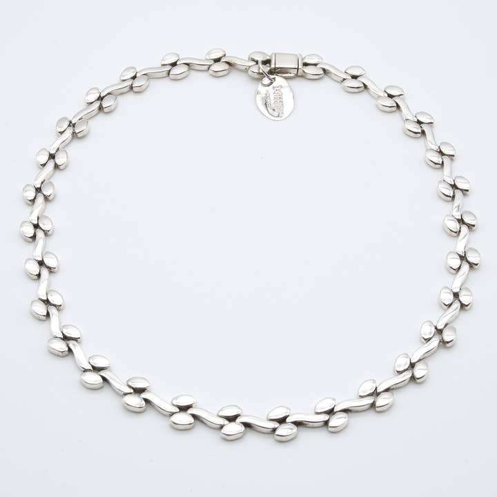 Oval and Wavy Sterling Silver Link Necklace for wholesale by Renata Rubio 92.5