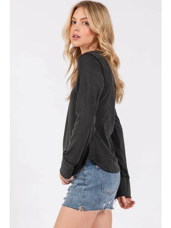 Final Touch - Wholesale Knit Top - Women's - Brushed Ribbed Fitted Long Sleeve Top - NT312804