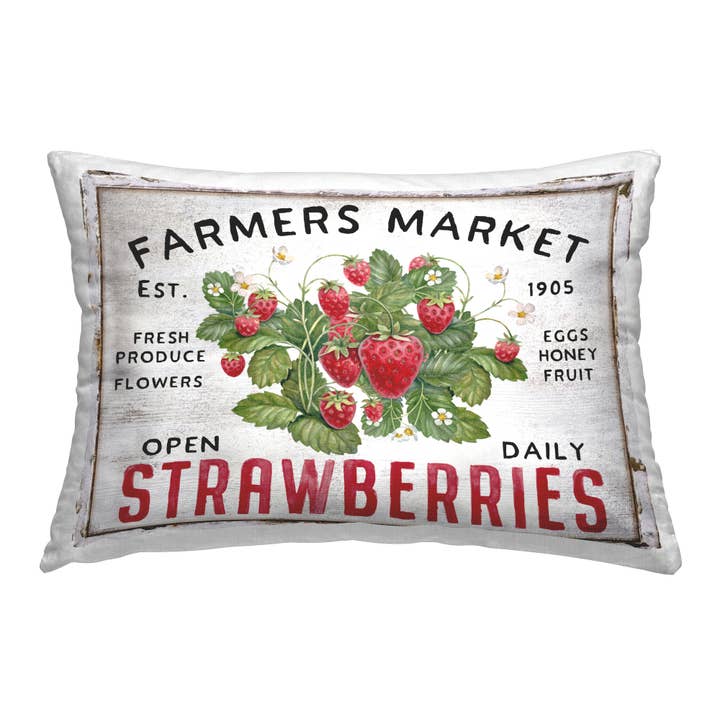 Farmers Market Strawberries Printed Pillow for wholesale by Stupell Industries
