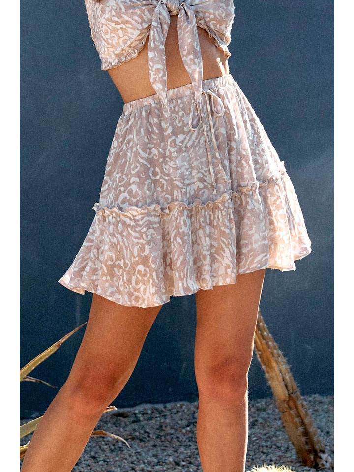 Taupe Ivory DKS1061 Printed tiered woven skirt for wholesale on Faire