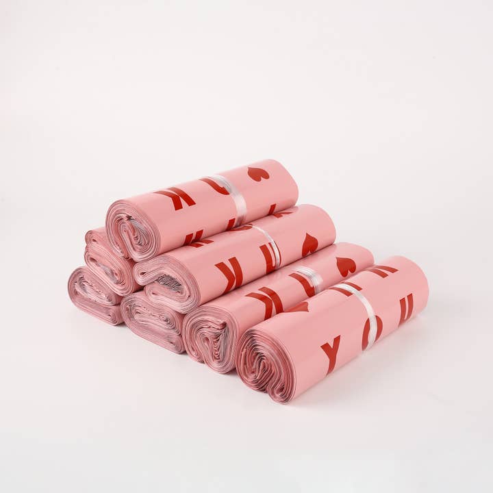 ByHome - Wholesale Envelopes - 100pcs, 2 sizes Pink Thank You poly Mailing shipping Bag