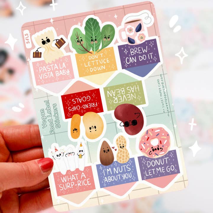My Sweet Paper Card - Vendita all'ingrosso Adesivo - Etichette adesive per alimenti vegani - Adesivi per sigillare i sacchetti di cibo