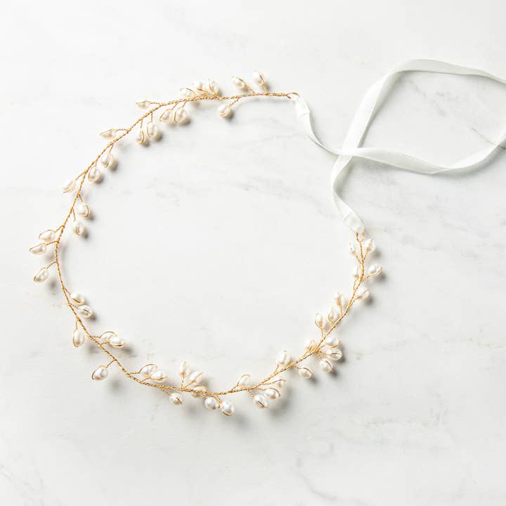 SallyJaneBridal - Wholesale Haarband - Dames - Dinja Hairvine Gold - haarsieraden voor bruiden