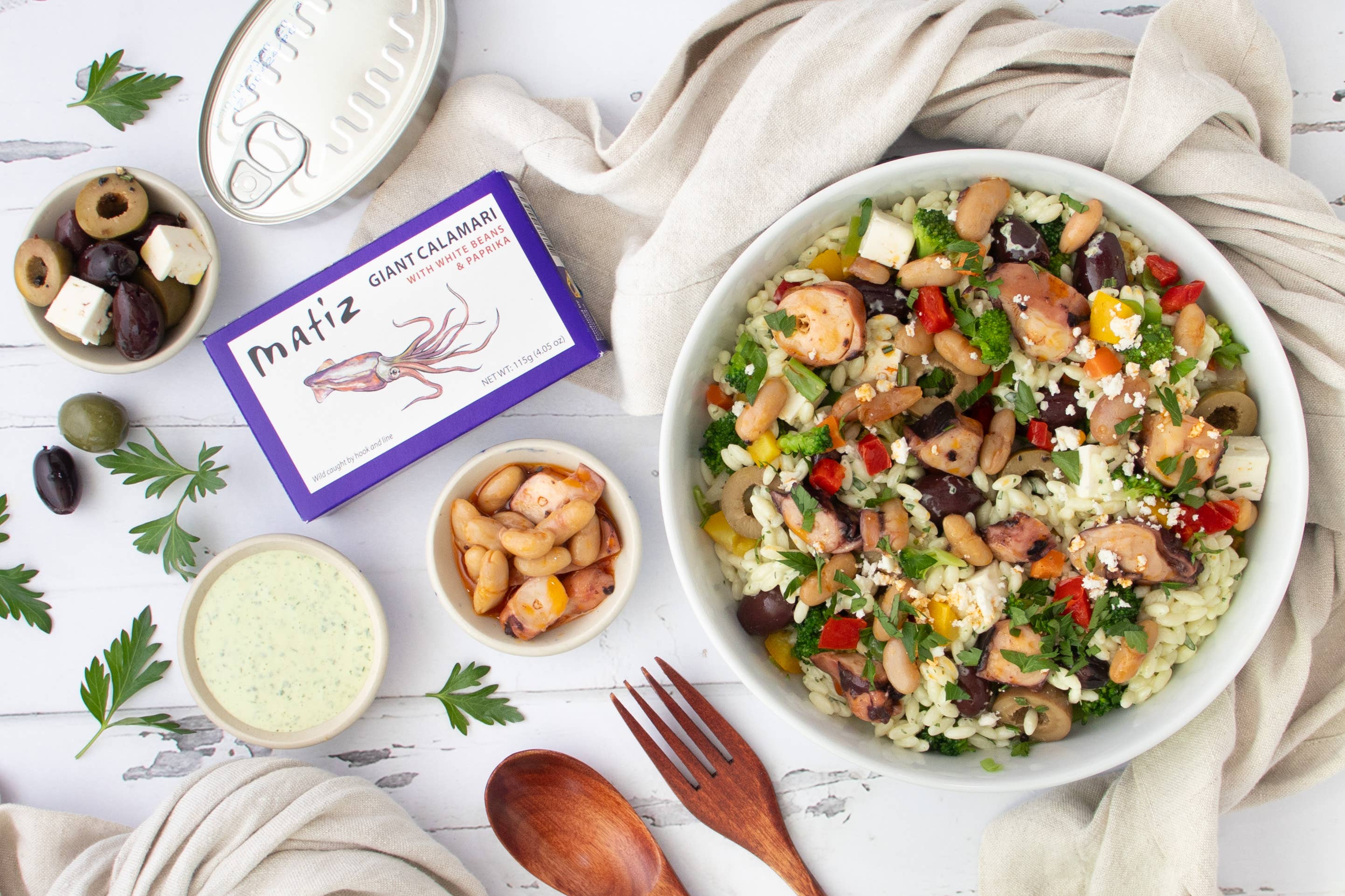 Matiz - Wholesale Fish/Seafood - Matiz Giant Calamari with White Beans & Pimenton, 4.1oz2