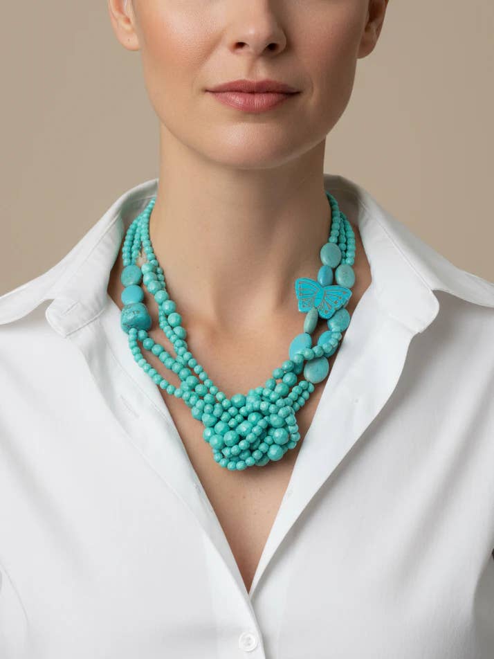 Türkisfarbene klobige Statement-Halskette Geschenk für Frauen für den Großhandel von Designed By Risha