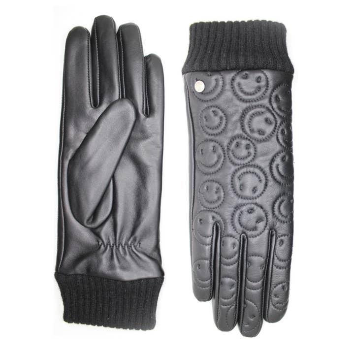 Club Rochelier Leather Glove With Smiley Face for wholesale by Allesco Inc.