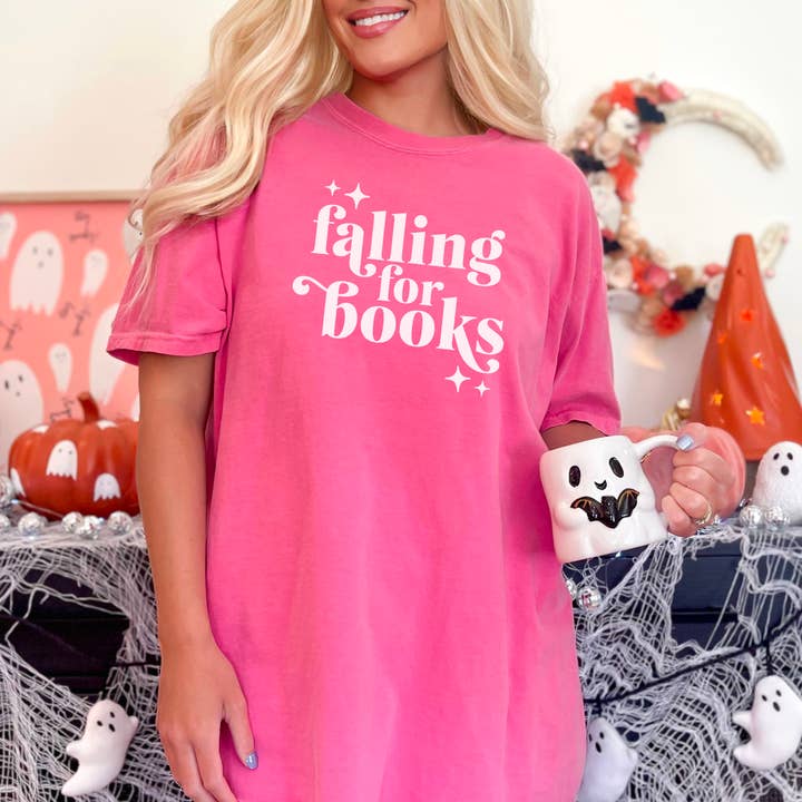 Falling For Books Premium Comfort Colors Shirt for wholesale by The Swoon Room