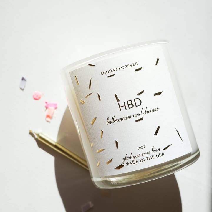 HBD Birthday Candle with Buttercream and Smoke for wholesale by Sunday Forever