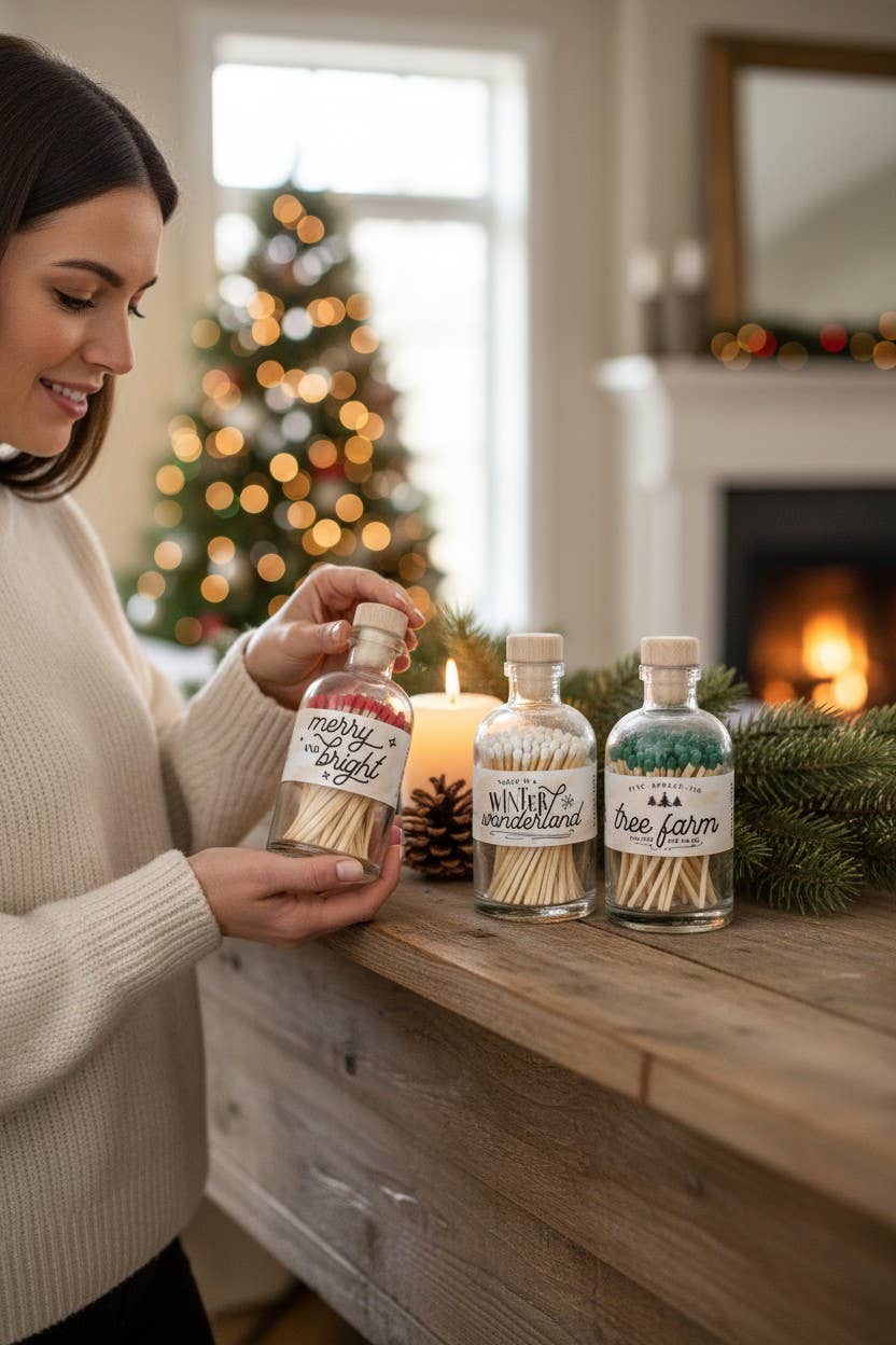 Made Market Co. - Wholesale Matches - Vintage Apothecary Christmas Merry Red Matches3