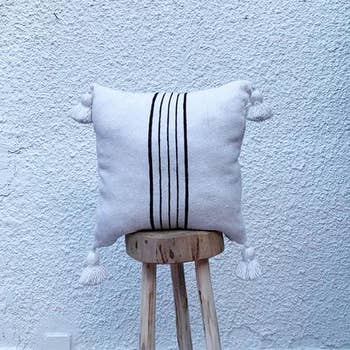 Cotton Moroccan Pillow With Black Tassels Pillow Cover Faire Com