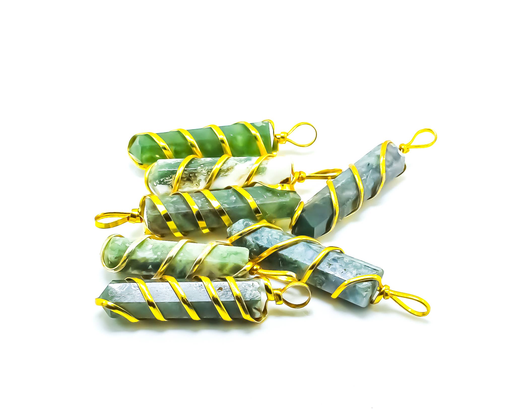 Quasar Gems USA - Wholesale Pendant/Charm Necklace - Gemstone Gold Wire Wrapped Pendant Necklace1